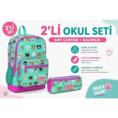 Su Yeşili Köpek Sırt Çantası 23465+ Kalemlik 22306