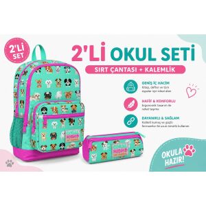 Su Yeşili Köpek Sırt Çantası 23465+ Kalemlik 22306