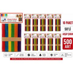 Ahşap Renkli Geniş Dondurma Çubuğu Abeslang (500 Adet)