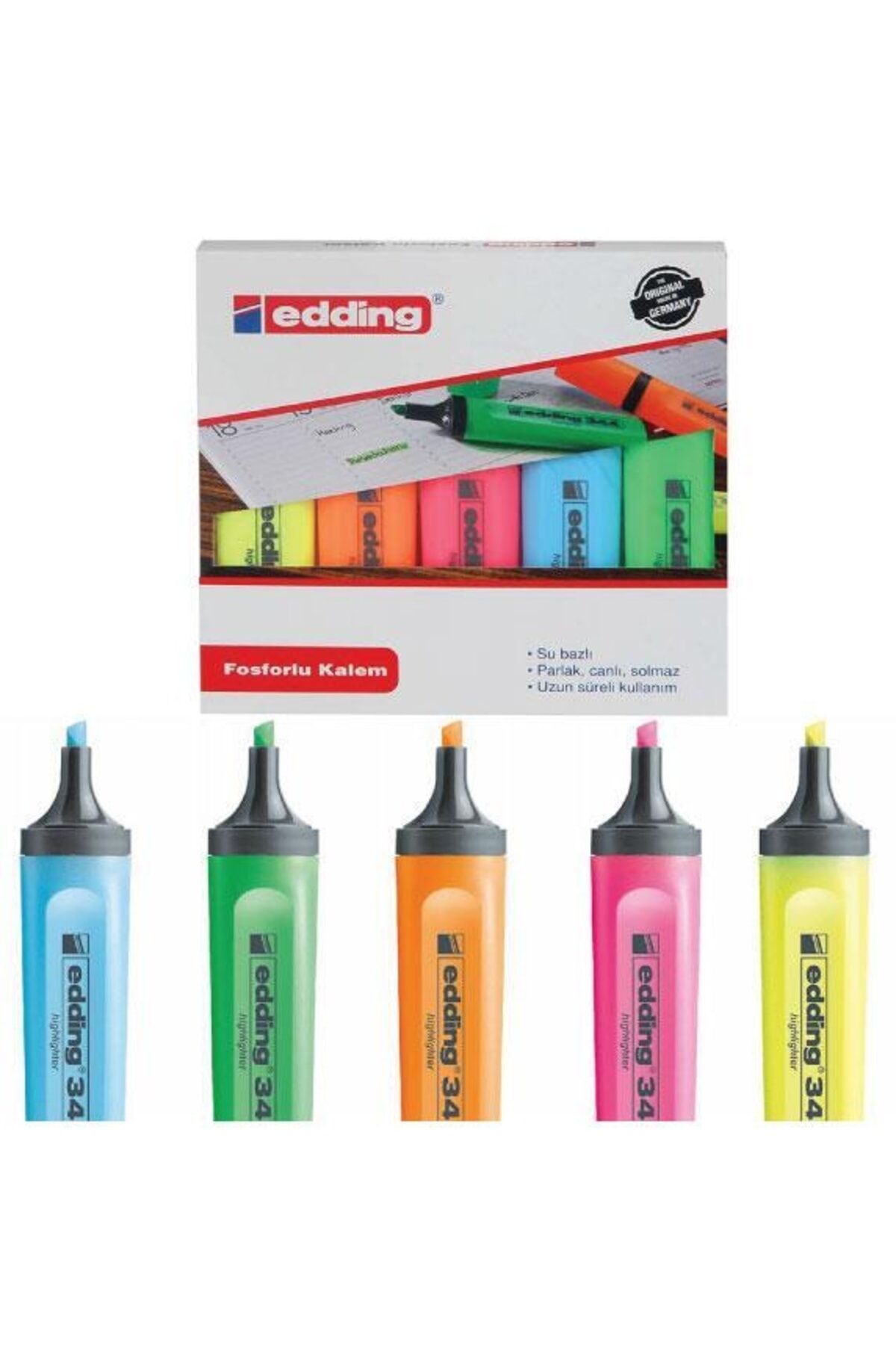 Edding Fosforlu Kalem 5li