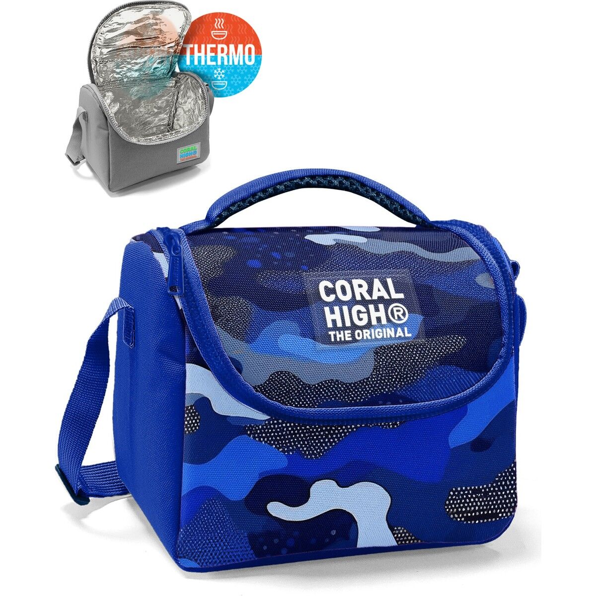 Coral High Kids Lacivert Saks Kamuflaj Desenli Thermo Beslenme Çantası 22789
