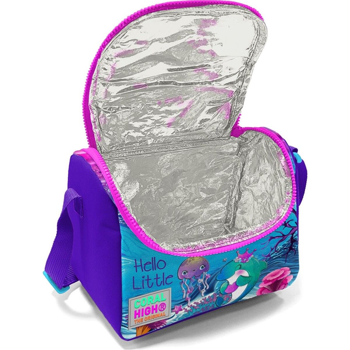 Coral High Kids Pembe Mor Kaplumbağa Desenli Thermo Beslenme Çantası 11756