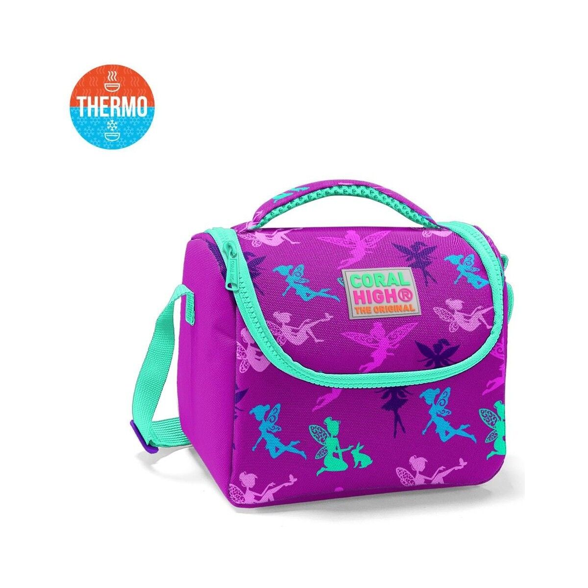 Coral High Kids Koyu Pembe Su Yeşili Peri Desenli Thermo Beslenme Çantas 11803