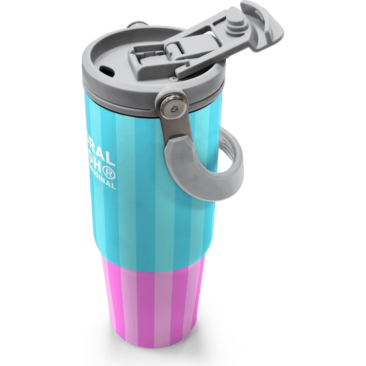 Coral High Renkli Çizgili Desenli Pipetli ve Direkt Içim Çelik Termos 900 ml 38747