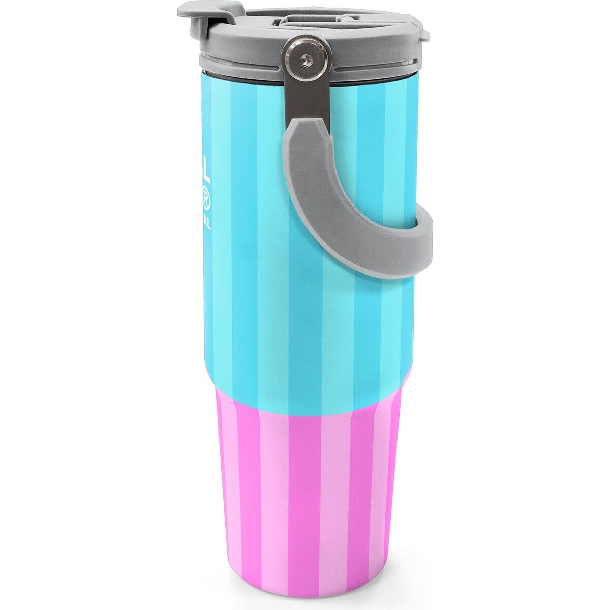 Coral High Renkli Çizgili Desenli Pipetli ve Direkt Içim Çelik Termos 900 ml 38747