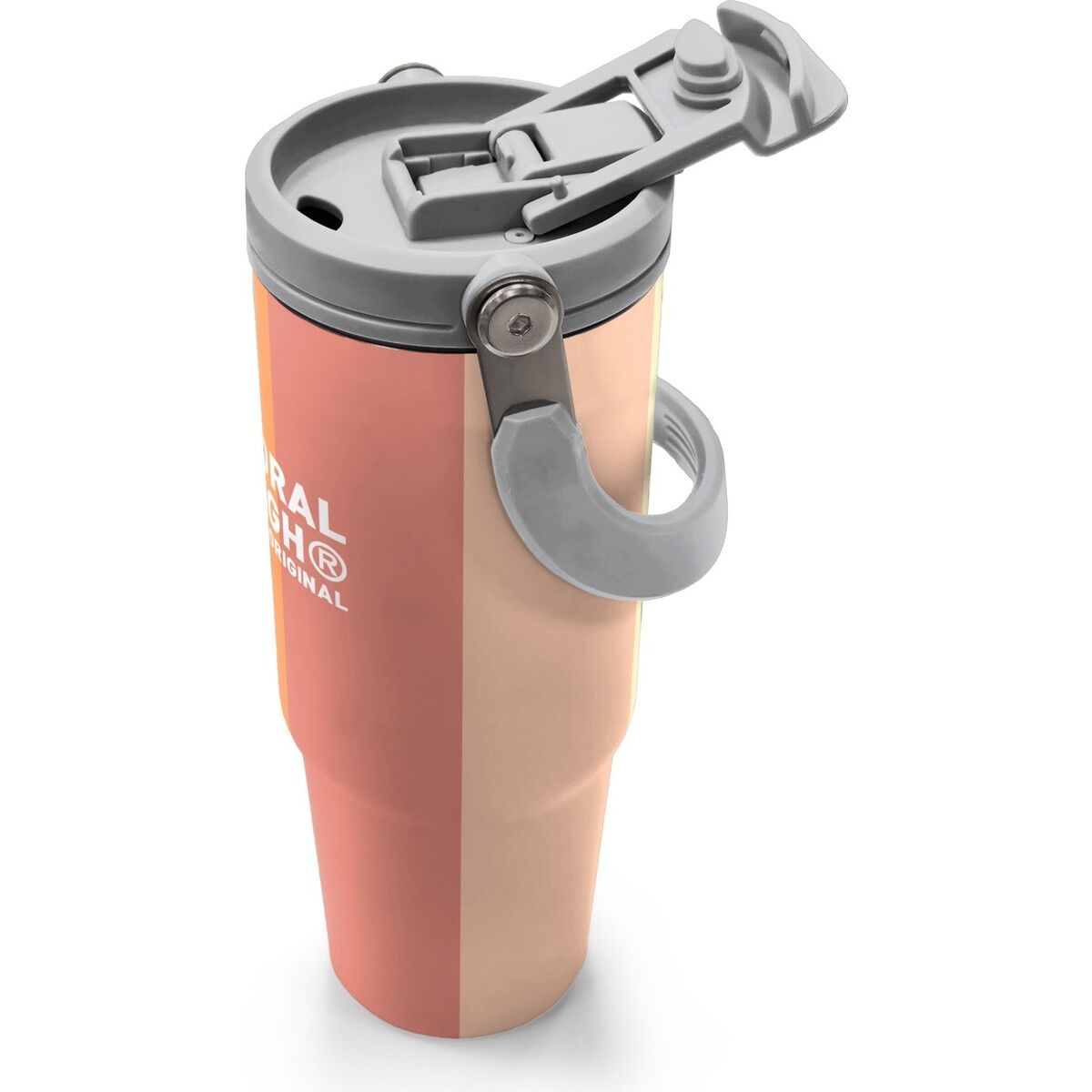 Coral High Renkli Çizgili Desenli Pipetli ve Direkt Içim Çelik Termos 900 ml 38746