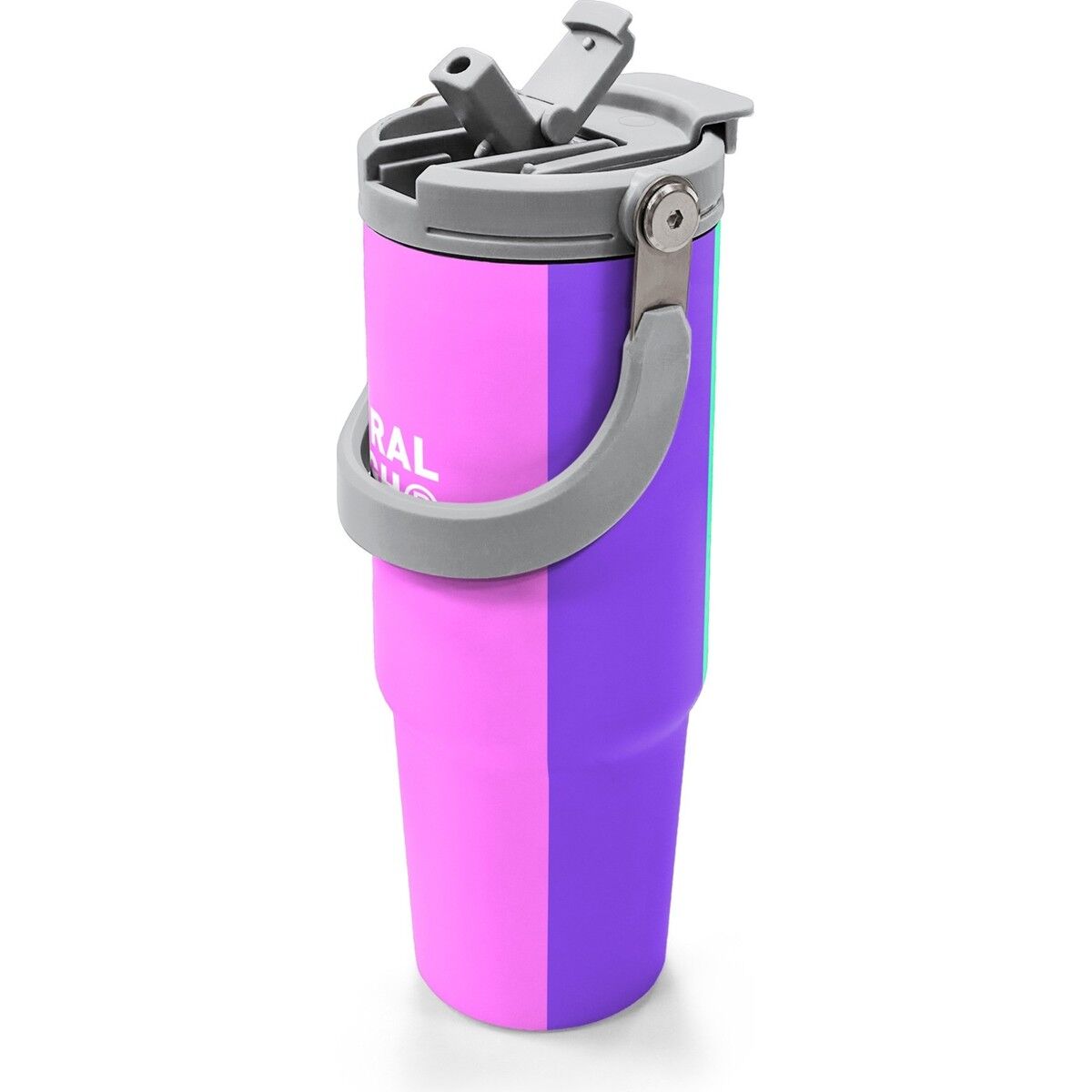 Coral High Renkli Çizgili Desenli Pipetli ve Direkt Içim Çelik Termos 900 ml 38716