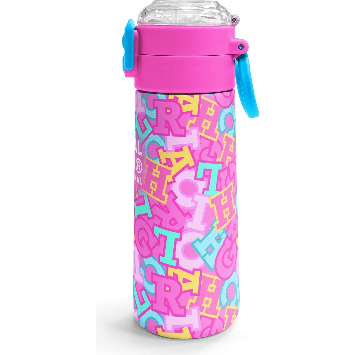 Coral High Kids Pembe Su Yeşili Harf Desenli Pipetli ve Direkt Içim Çelik Termos 500 ml 38123
