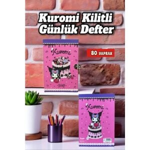 Kuromi Kilitli Defter 80 Yaprak Pembe- 14 x 20