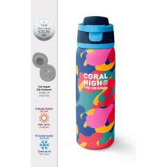 Coral High Renkli Kamuflaj Desenli Pipetli ve Direkt Içim Çelik Termos 800 ml 38510