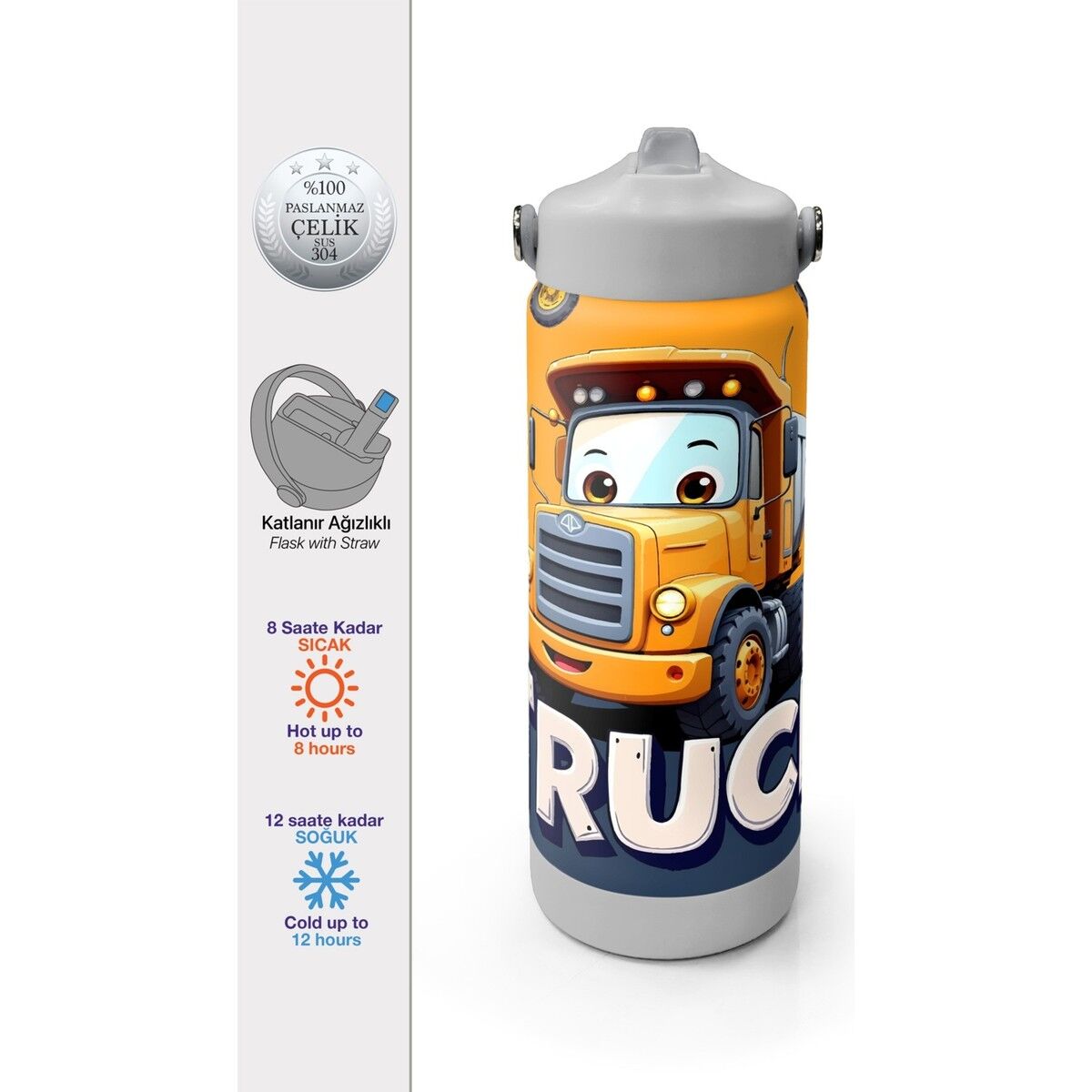 Coral High Truck Desenli Katlanır Ağızlıklı Çelik Termos 650 ml 38343