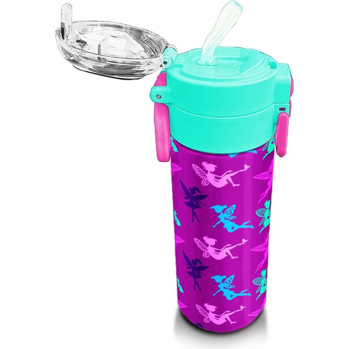 Coral High Kids Pembe Su Yeşili Peri Desenli Pipetli ve Direkt Içim Çelik Termos 500 ml 31900