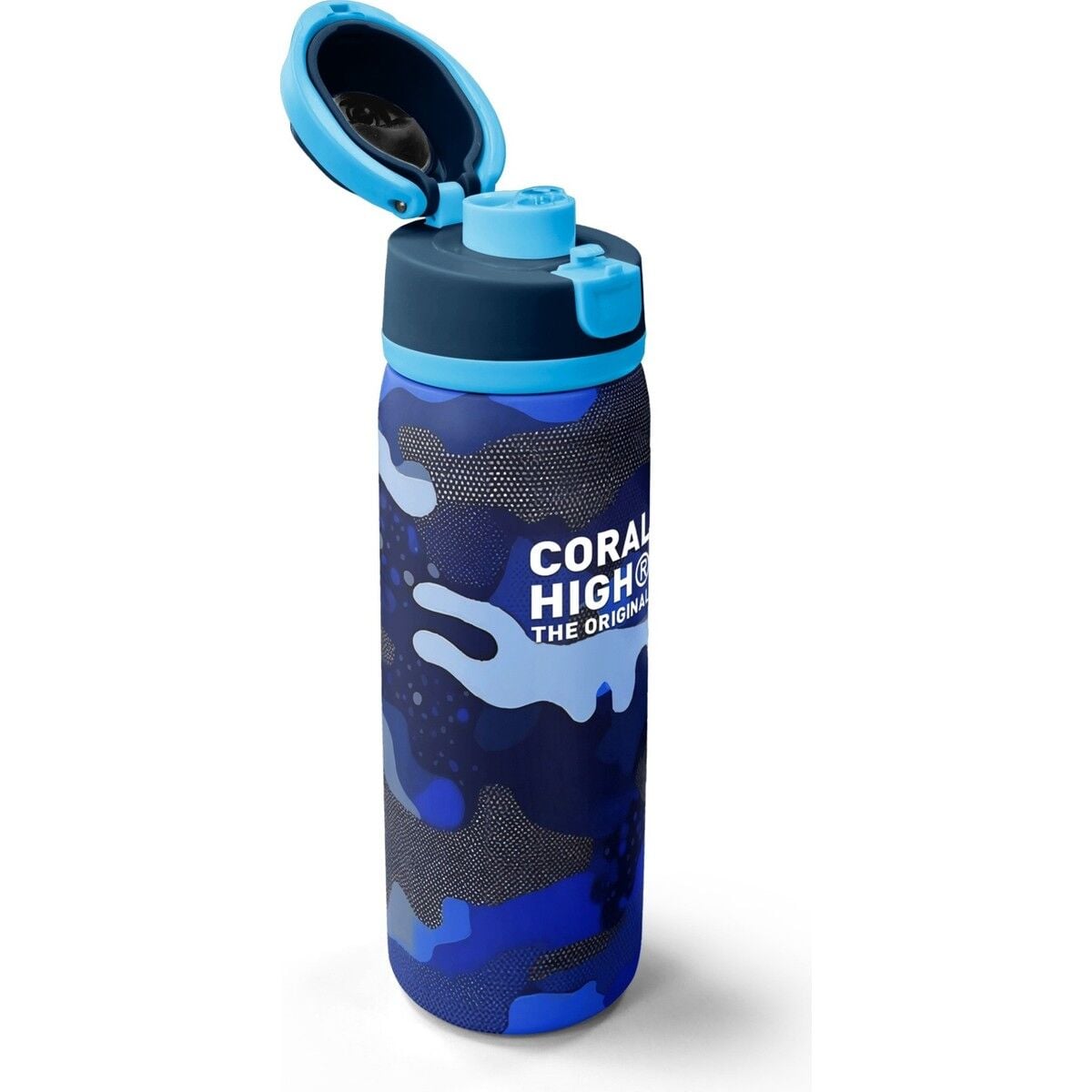 Coral High Lacivert Saks Kamuflaj Desenli Pipetli ve Direkt Içim Çelik Termos 800 ml 38549