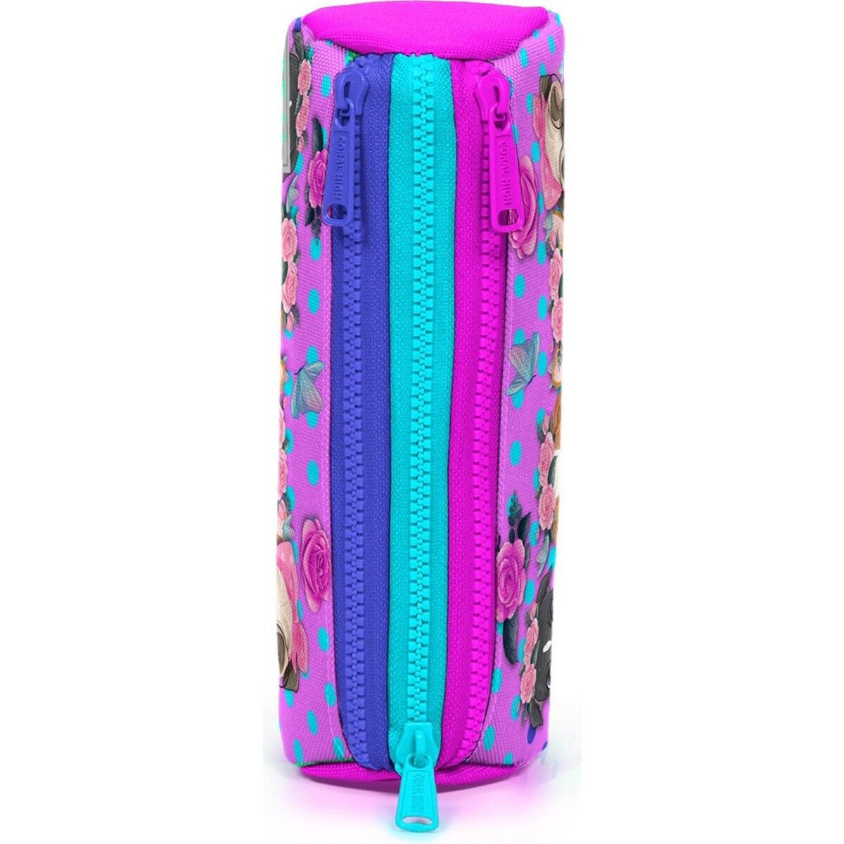 Coral High Pembe Köpek Desenli Üç Bölmeli Kalem Çantası 22050