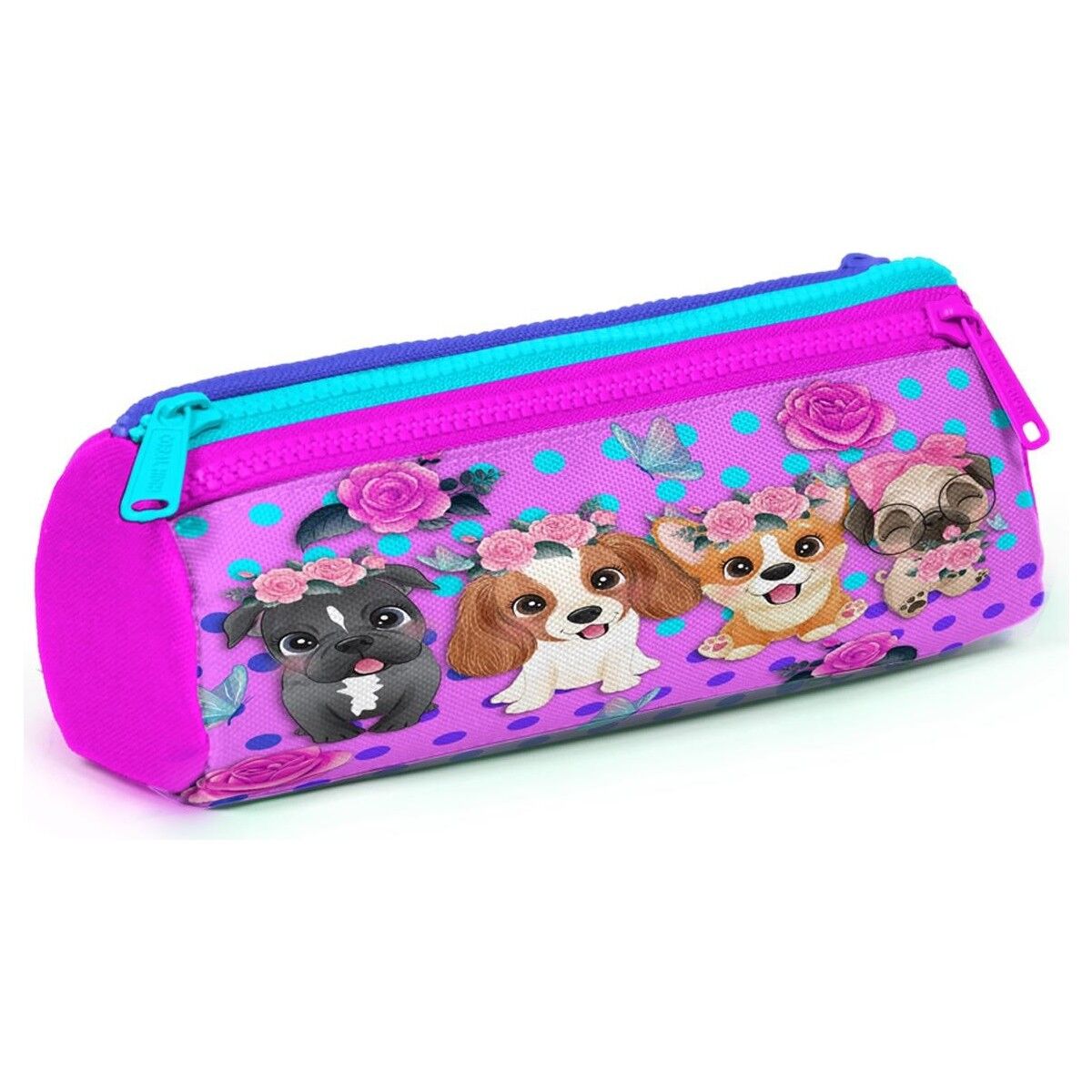 Coral High Pembe Köpek Desenli Üç Bölmeli Kalem Çantası 22050