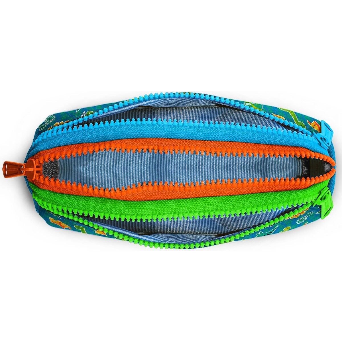 Coral High Kids Mavi Yeşil Dinozor Desenli Üç Bölmeli Kalem Çantası 22148