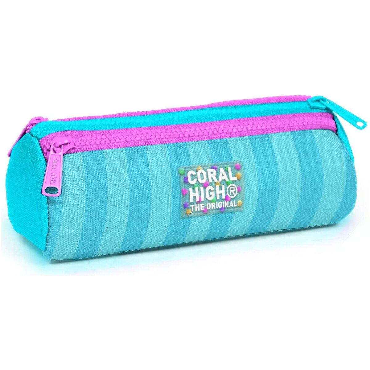 Coral High Turkuaz Pembe Çizgili Üç Bölmeli Kalem Çantası 22087