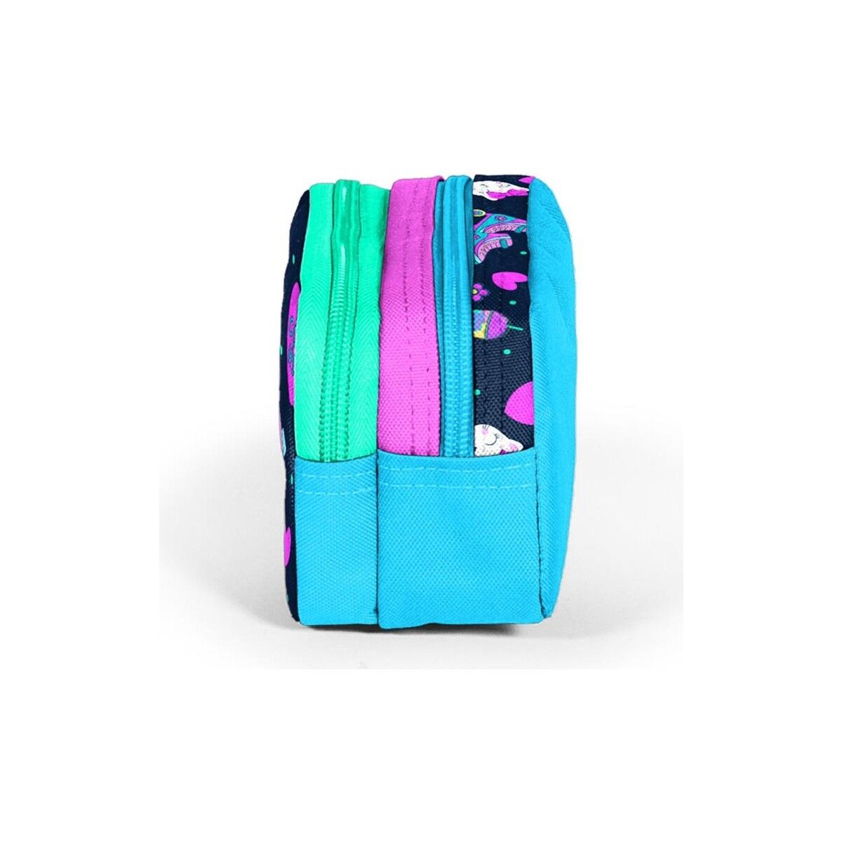 Coral High Kids Lacivert Pembe Kedili Paten Desenli Iki Bölmeli Kalem Çantası 12091