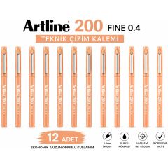 Fineliner 0.4 mm Appricot 12 Li Paket