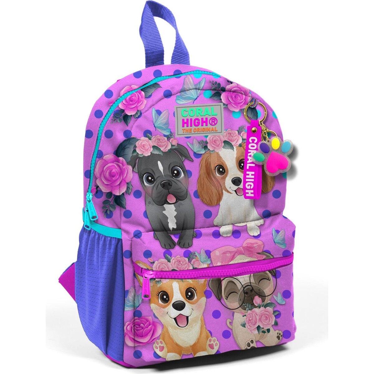 Coral High Minik Yuva Sırt Çantası Pembe Köpek Desenli Iki Bölmeli 23550
