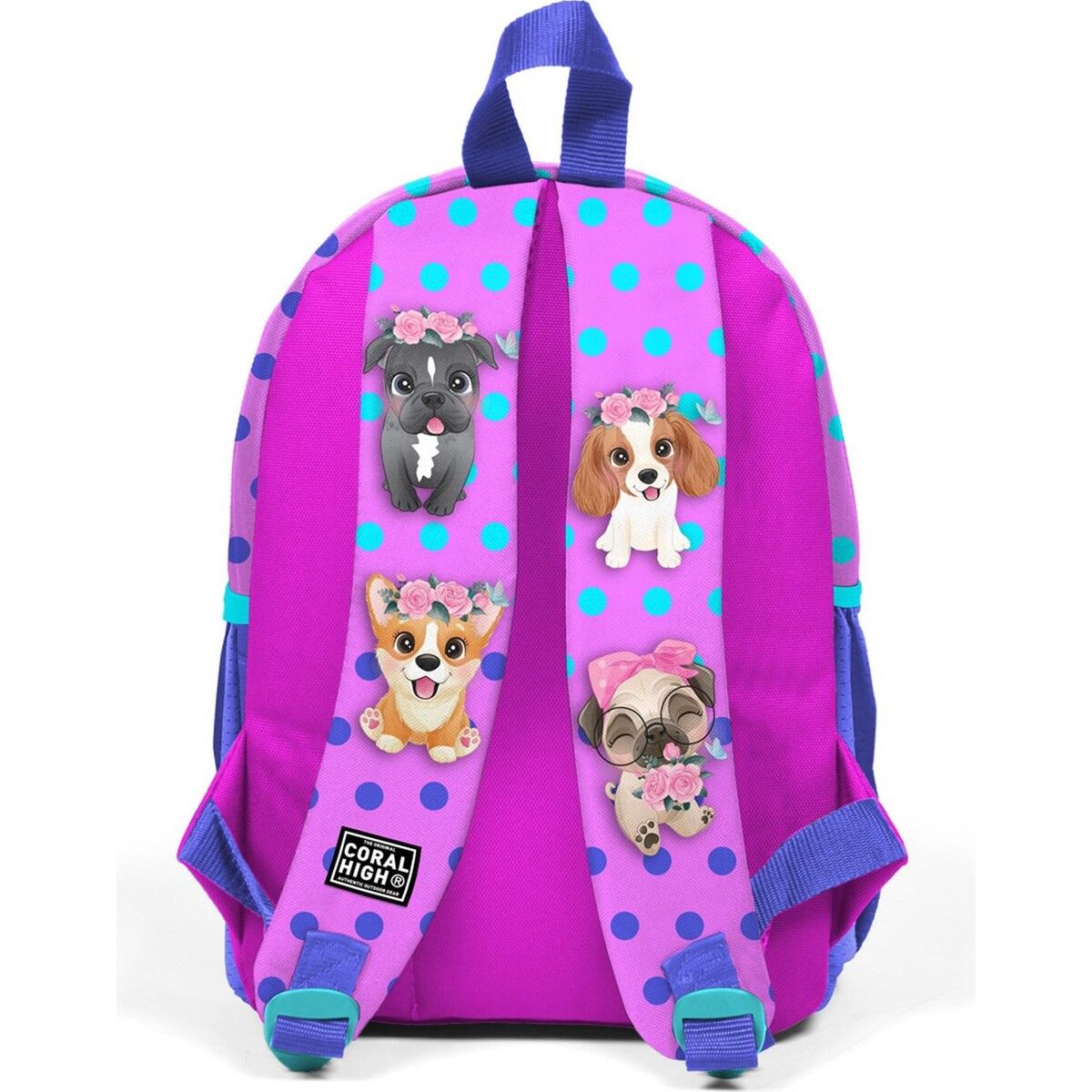 Coral High Minik Yuva Sırt Çantası Pembe Köpek Desenli Iki Bölmeli 23550