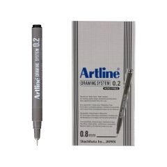 232 Siyah Çizim Kalemi 0.2 mm Reçine Uçlu 12'li Set Grafik Tasarım İçin