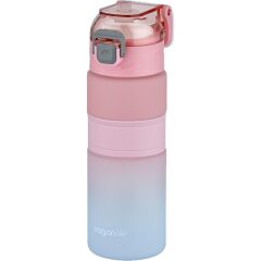 Vagonlife Çift Renk 600 ml Kaydırmaz Silikon Gövde Rahat Içim Pipetsiz Motivasyon Su Matarası