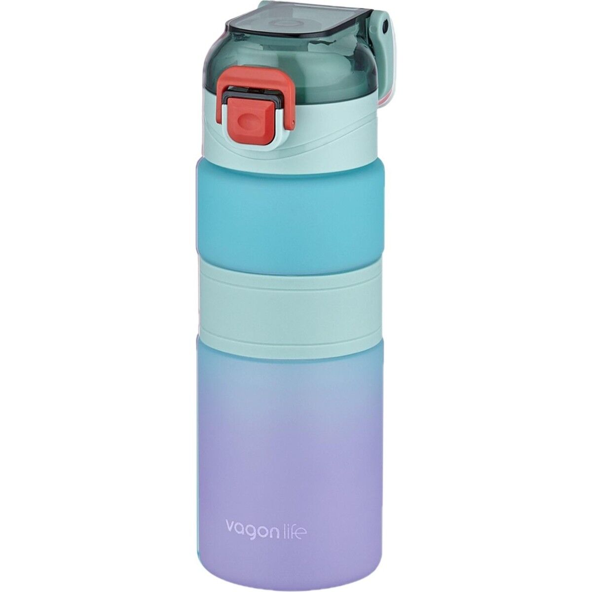 Vagonlife Çift Renk 600 ml Kaydırmaz Silikon Gövde Rahat Içim Pipetsiz Motivasyon Su Matarası