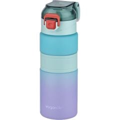 Vagonlife Çift Renk 600 ml Kaydırmaz Silikon Gövde Rahat Içim Pipetsiz Motivasyon Su Matarası