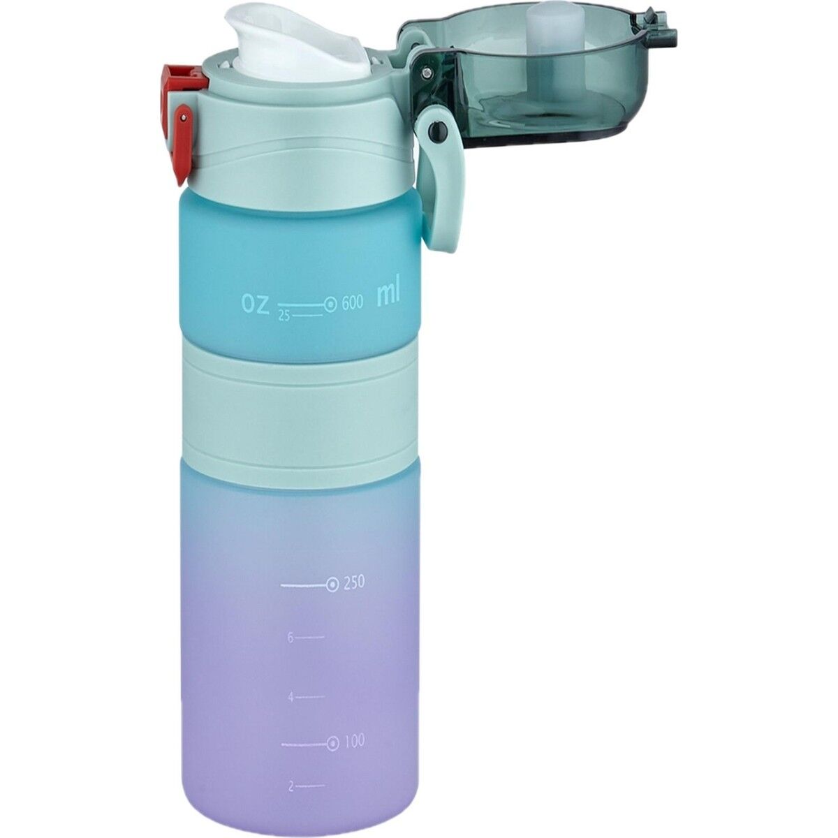 Vagonlife Çift Renk 600 ml Kaydırmaz Silikon Gövde Rahat Içim Pipetsiz Motivasyon Su Matarası