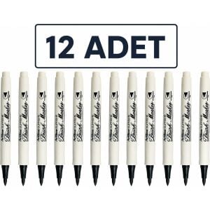 Supreme Brush Marker Esnek Fırça Uçlu Kalem Siyah 12 Li Paket
