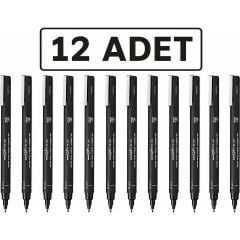 Pin Brush Fırça Uçlu Kalem BR-200 Black 12 Li Paket