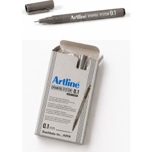 Artlıne 0.1 mm Siyah Çizim Kalemi Drawing System 235 Suya Dayanıklı Siyah Renk 12'li Paket