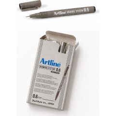 Artlıne 0.6 mm Siyah Çizim Kalemi Drawing System 236 Suya Dayanıklı Siyah Renk 12'li Paket