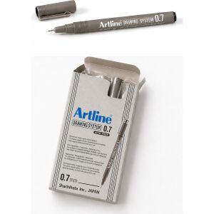 Artlıne 0.7 mm Siyah Çizim Kalemi Drawing System 237 Suya Dayanıklı Siyah Renk 12'li Paket