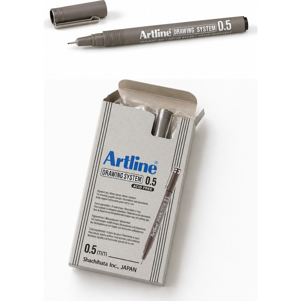 Artlıne 0.5 mm Siyah Çizim Kalemi Drawing System 235 Suya Dayanıklı Siyah Renk 12'li Paket