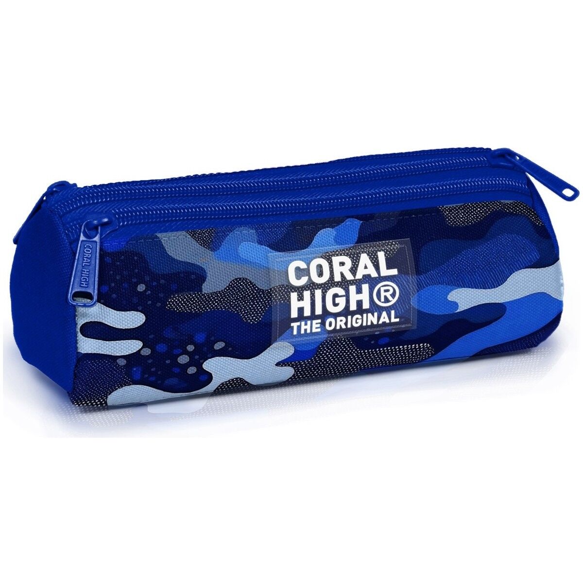 Coral High Kids Lacivert Saks Kamuflaj Desenli Üç Bölmeli Kalem Çantası 11189