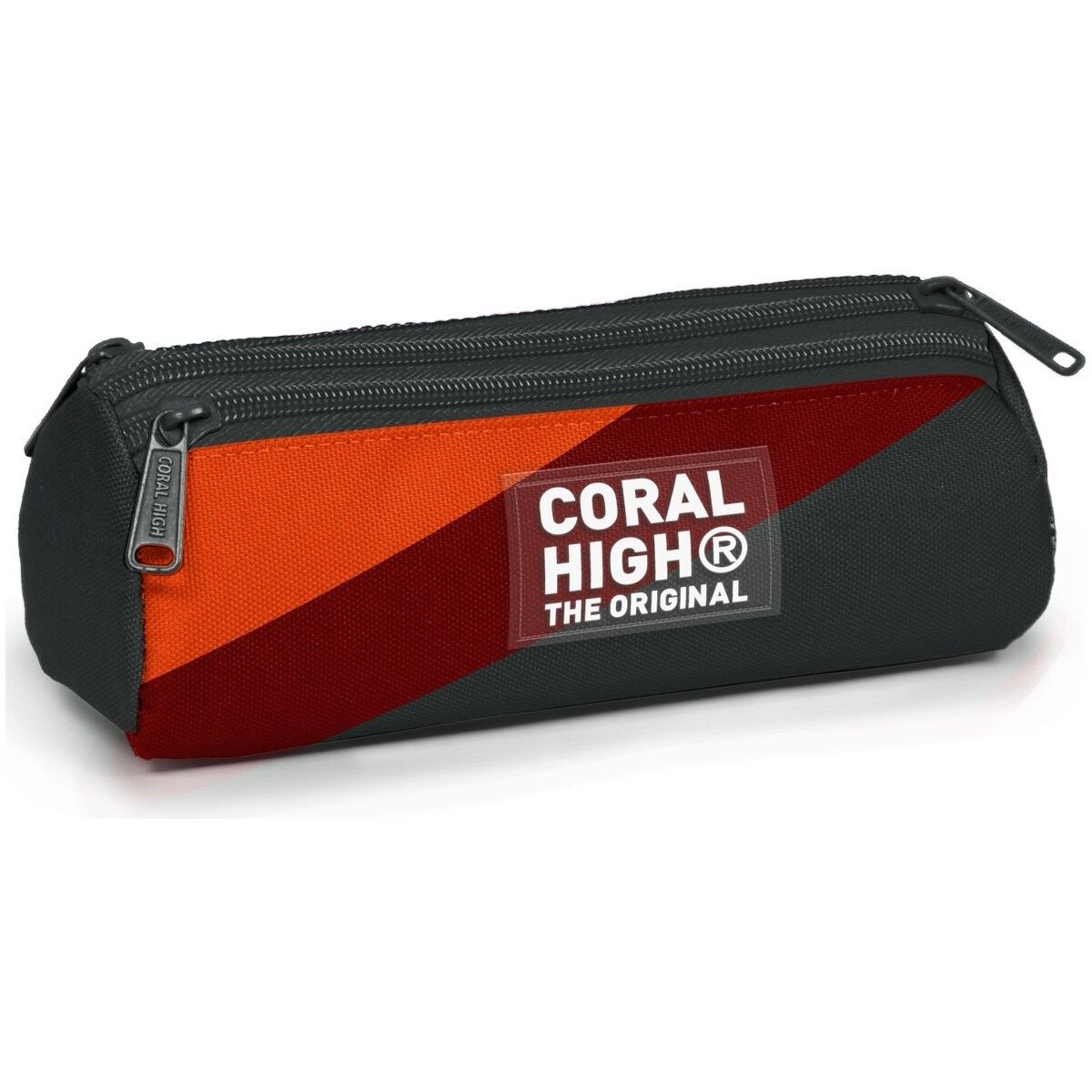 Coral High Kids Koyu Gri Turuncu Bordo Renkli Üç Bölmeli Kalem Çantası 11192