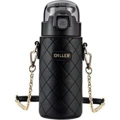 Diller Çelik Pipetli Termos Matara 450ml Siyah