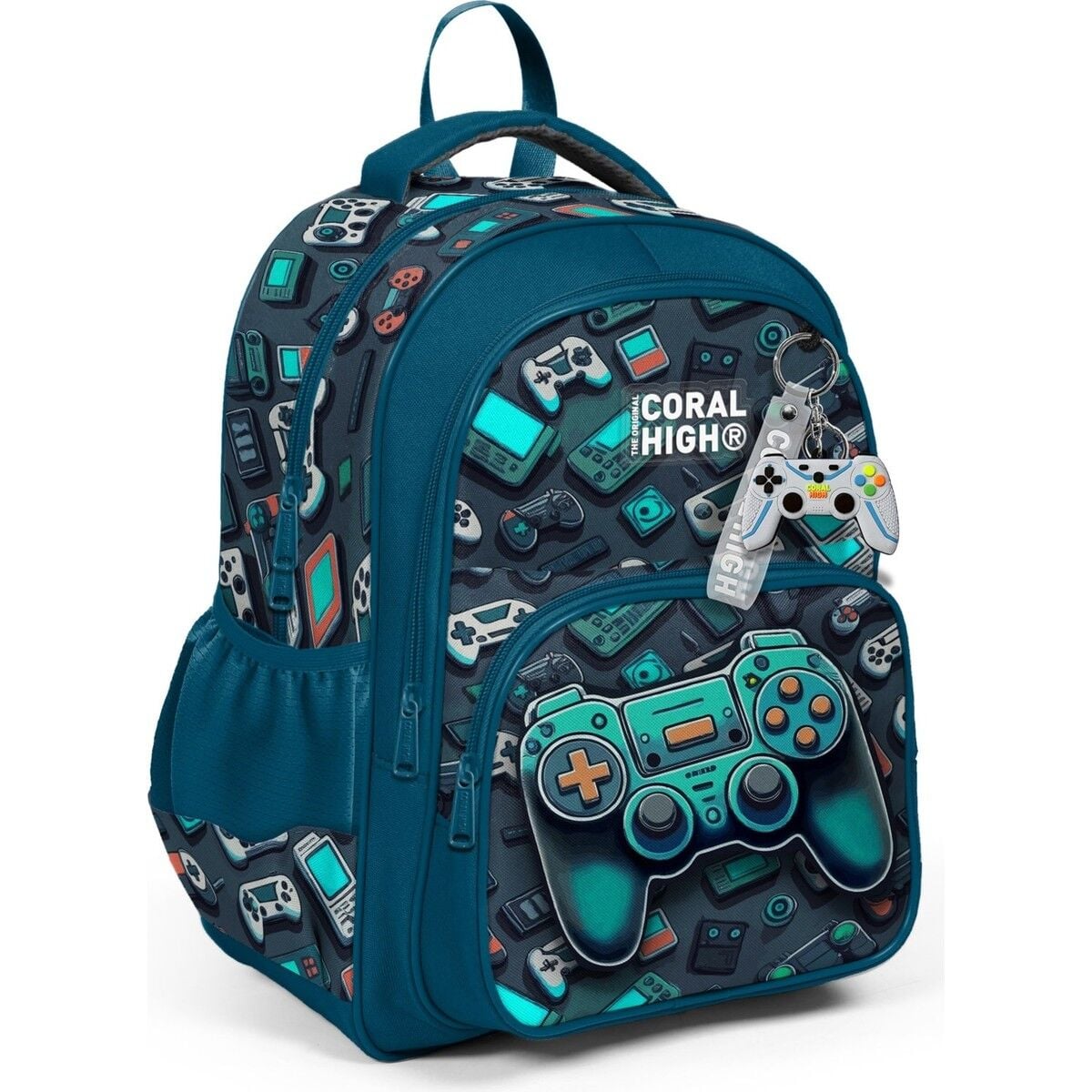 Coral High Kids Nefti Gamer Desenli Üç Bölmeli Okul Sırt Çantası 14423