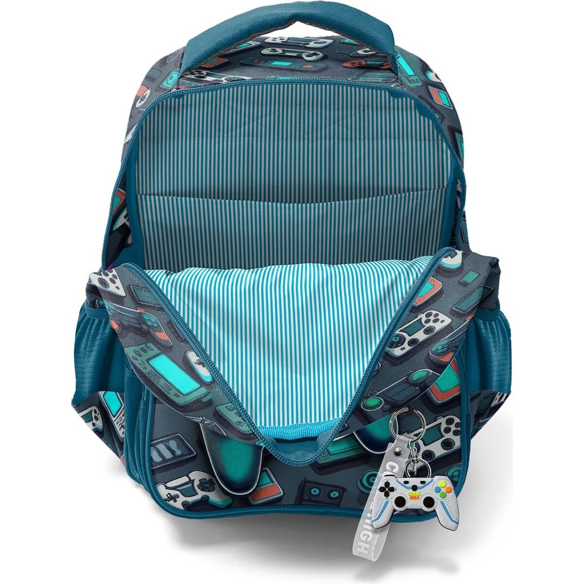 Coral High Kids Nefti Gamer Desenli Üç Bölmeli Okul Sırt Çantası 14423