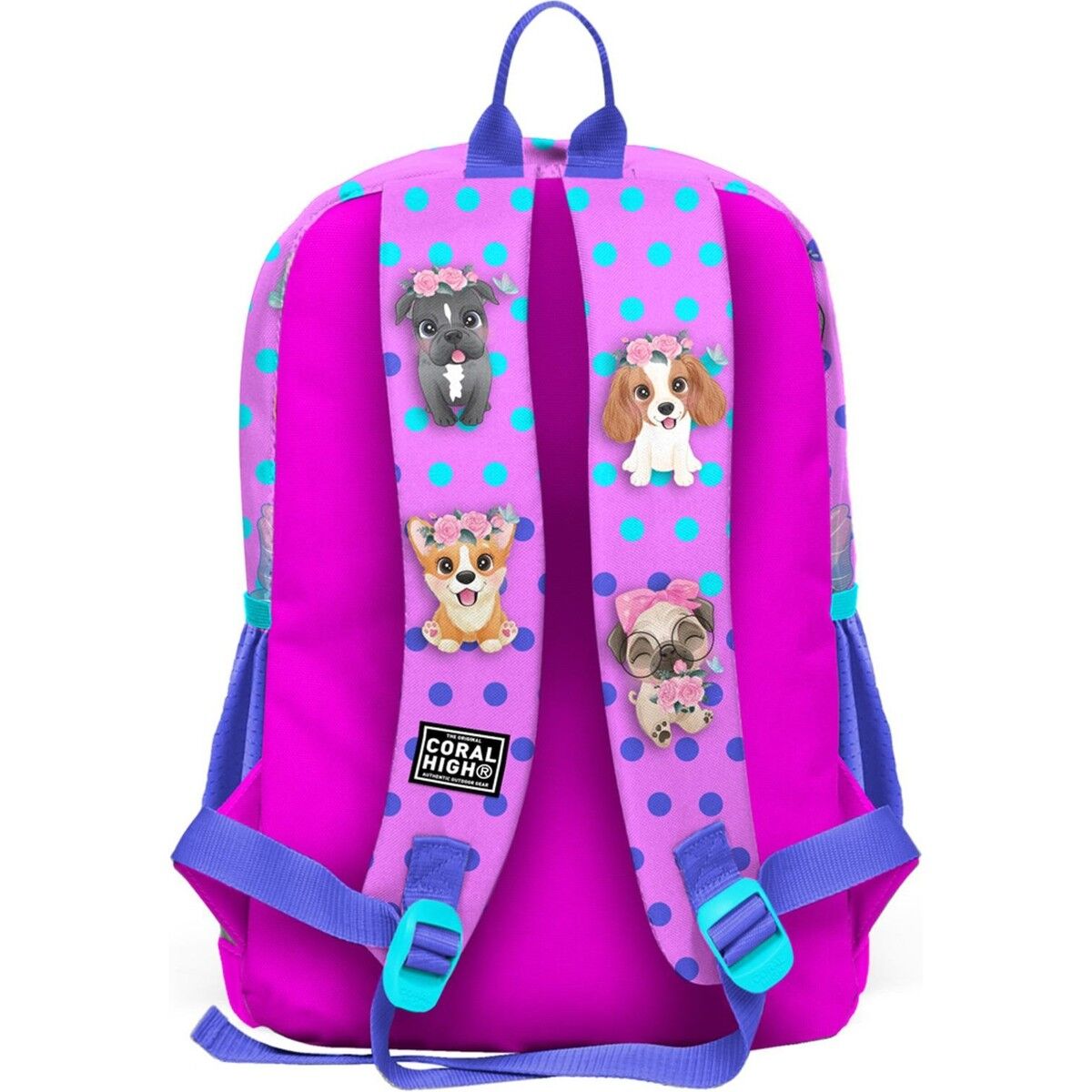 Coral High Pembe Köpek Desenli Dört Bölmeli Okul Sırt Çantası 23750