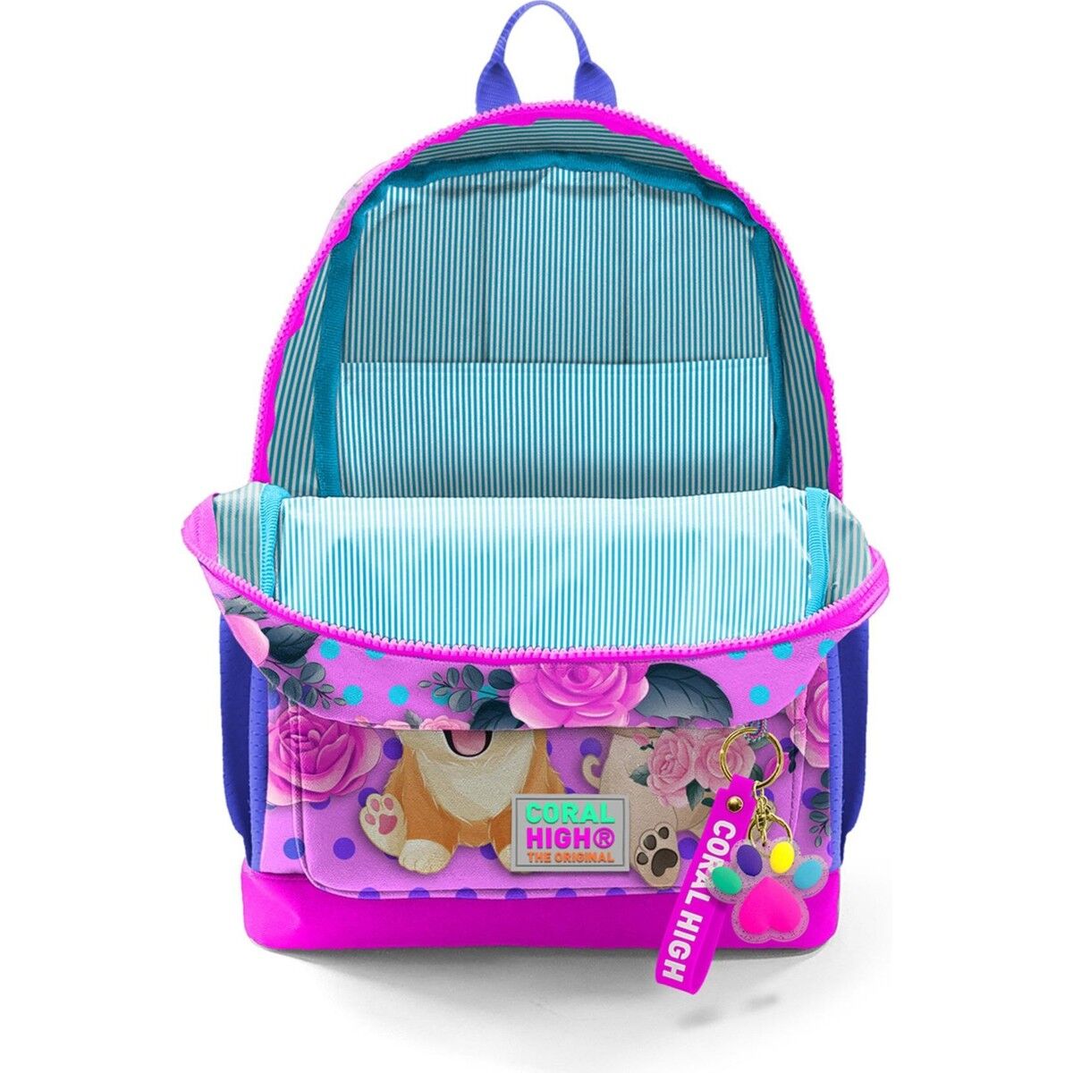 Coral High Pembe Köpek Desenli Dört Bölmeli Okul Sırt Çantası 23750