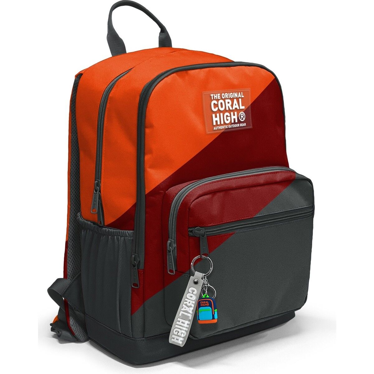 Coral High Koyu Gri Turuncu Bordo Renkli Okul Sırt Çantası 23692