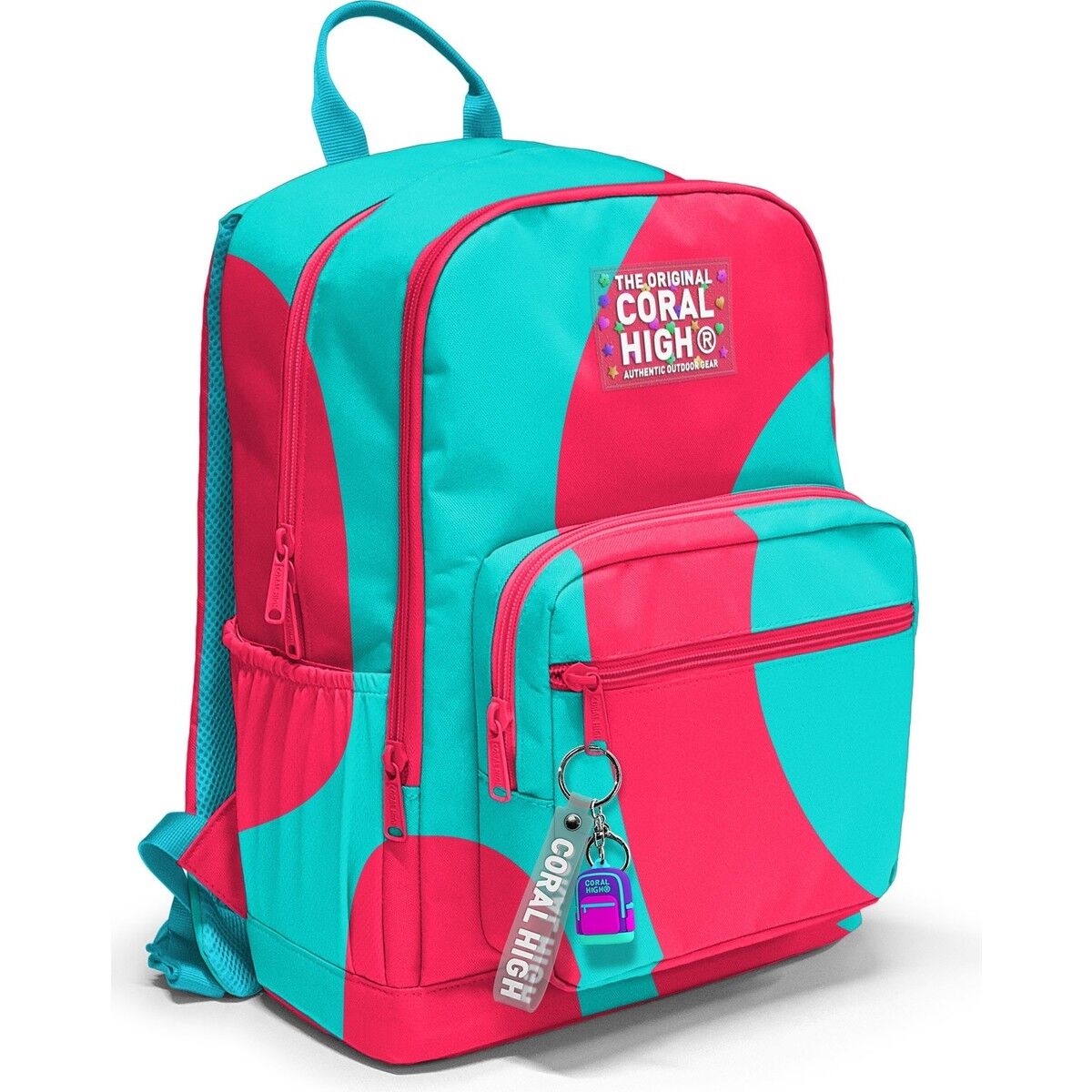 Coral High Neon Mercan Turkuaz Desenli Okul Sırt Çantası 23685