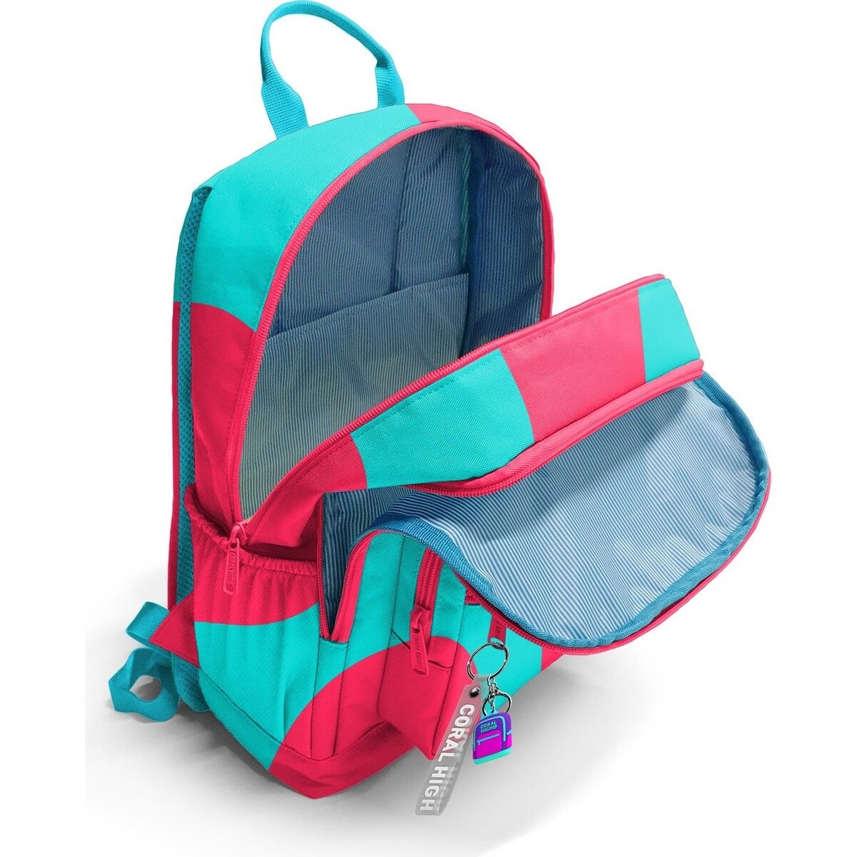 Coral High Neon Mercan Turkuaz Desenli Okul Sırt Çantası 23685