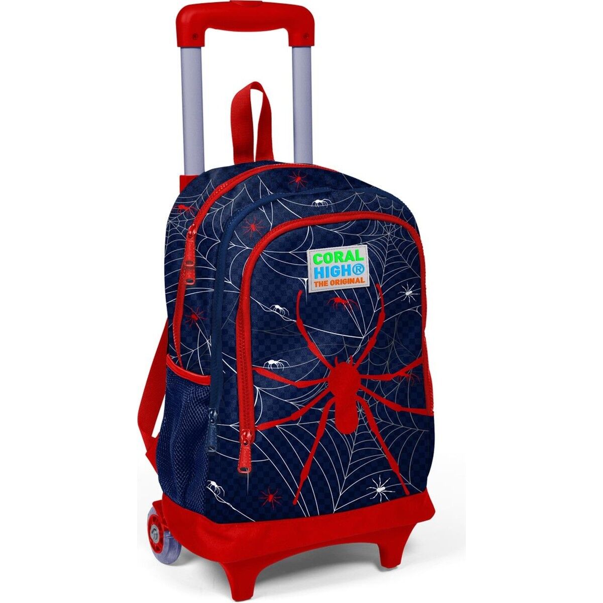 Coral High Kids Lacivert Kırmızı Işıklı Tekerlekli Iki Bölmeli Çekçekli Sırt Çantası 23920