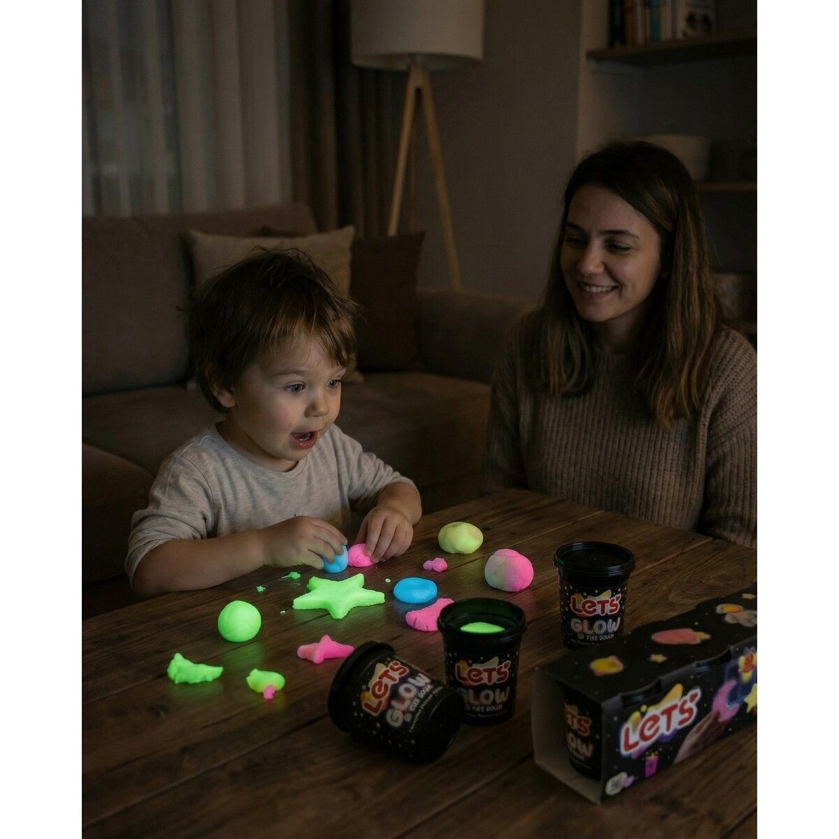 LETS 4 Renk Karanlıkta Parlayan Oyun Hamuru 440 g(IML) YENİ