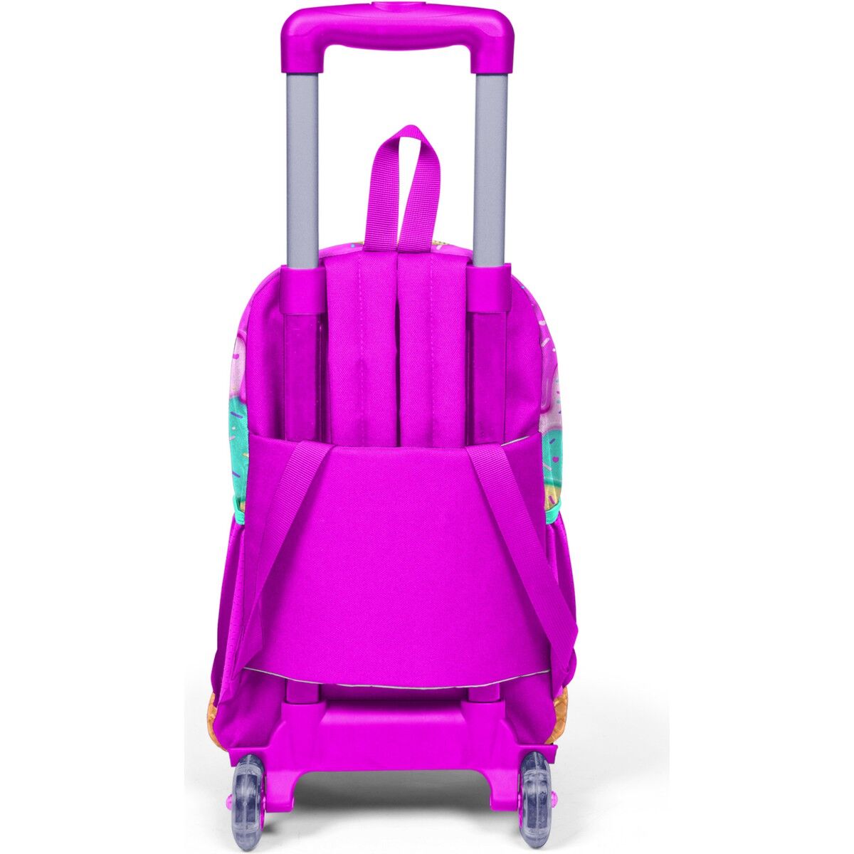 Coral High Kids Pembe Rengarenk Dondurma Desenli Üç Bölmeli Çekçekli Okul Sırt Çantası 23931