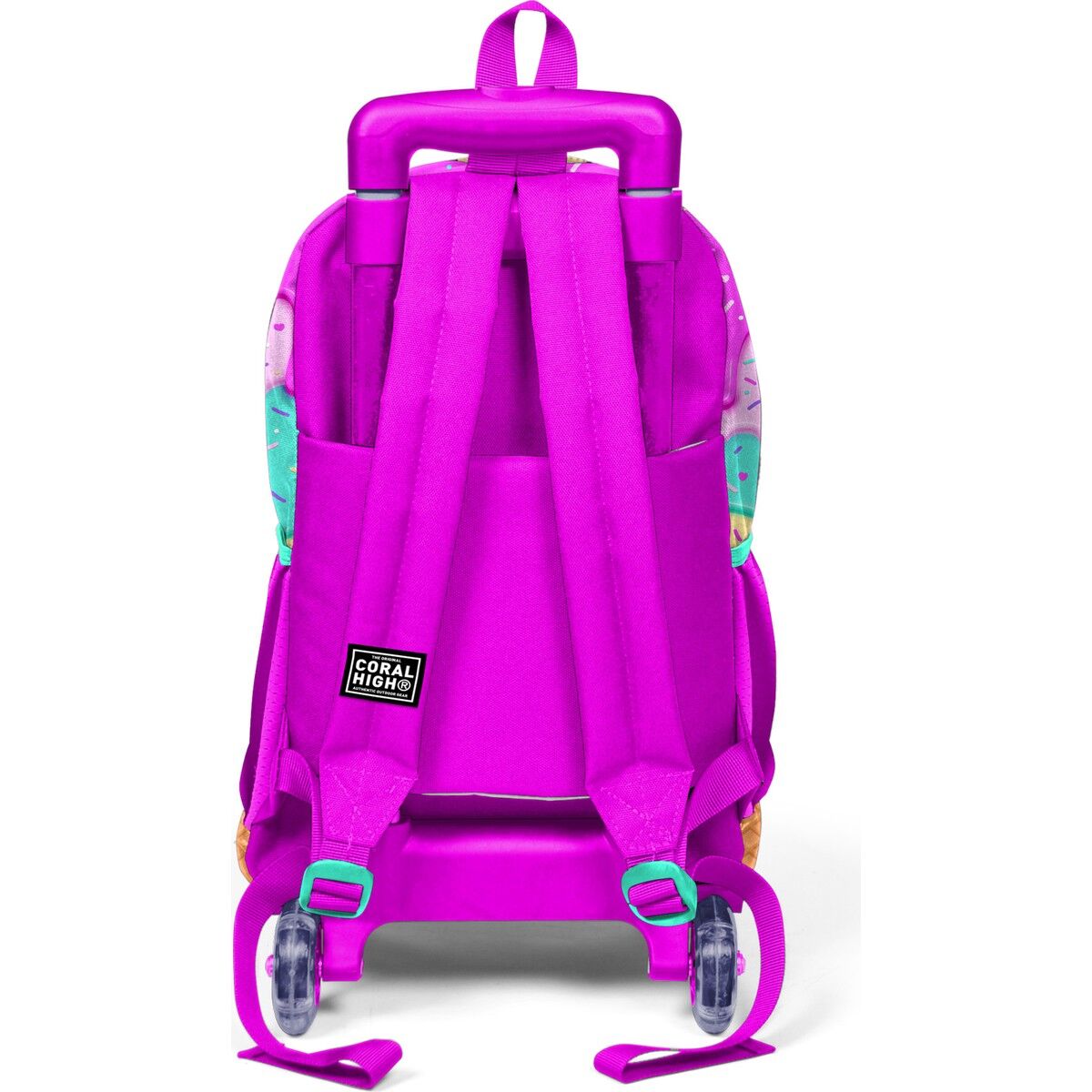Coral High Kids Pembe Rengarenk Dondurma Desenli Üç Bölmeli Çekçekli Okul Sırt Çantası 23931